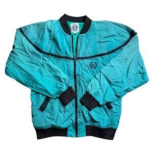 GREENLINE SPORT M/L medium large TEAL WINDBREAKER VINTAGE JACKET GREEN USED